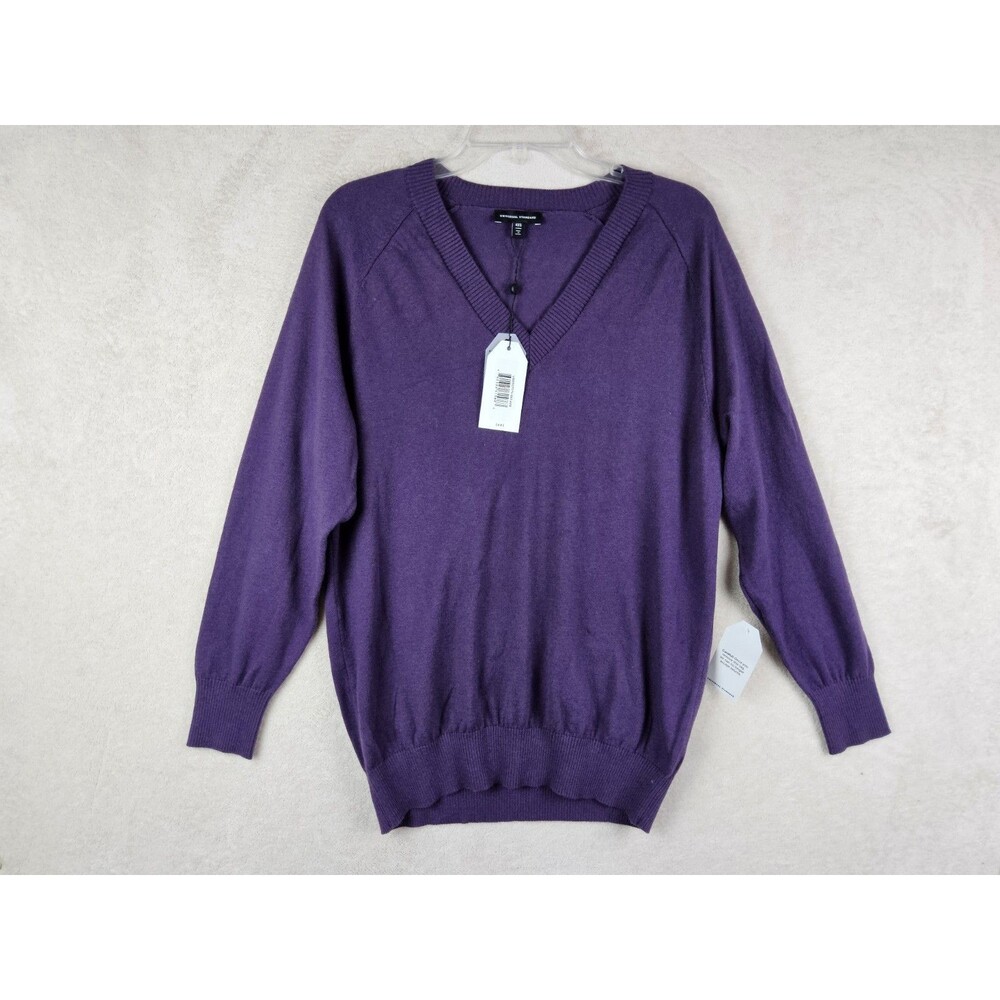 Universal Standard Women's Long Sleeve V Neck Pullover Sweater Purple 4XS (0/00)